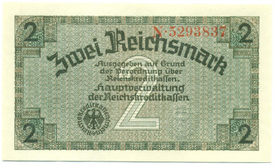 2 рейхсмарки 1940 года Германия (Для оккупированных территорий)