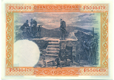 100 песет 1925 года Испания (Гашение)