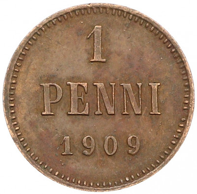 1 пенни 1909 года Русская Финляндия