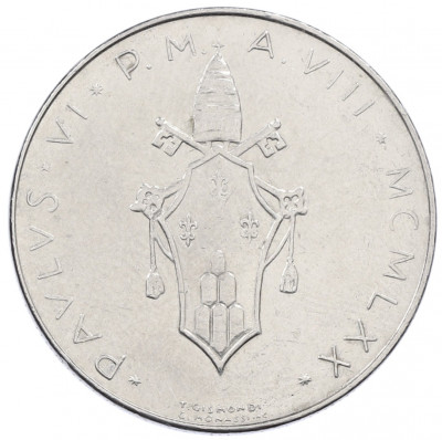 100 лир 1970 года Ватикан
