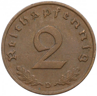 2 рейхспфеннига 1937 года D Германия