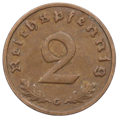 2 рейхспфеннига 1938 года G Германия