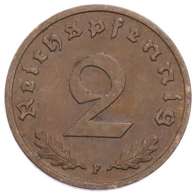 2 рейхспфеннига 1939 года F Германия