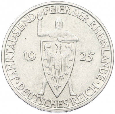 3 рейхсмарки 1925 года D Германия «Тысячелетие Рейнланда»