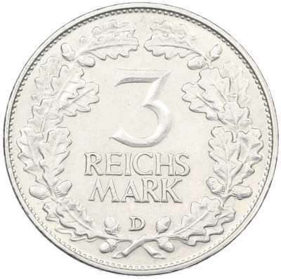 3 рейхсмарки 1925 года D Германия «Тысячелетие Рейнланда»