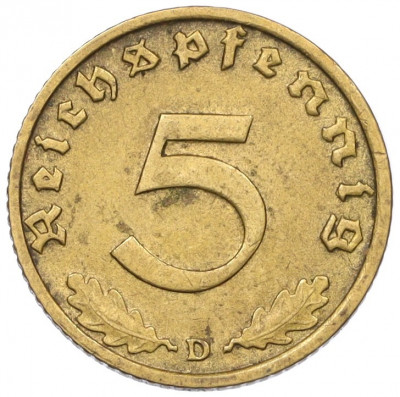 5 рейхспфеннигов 1938 года D Германия