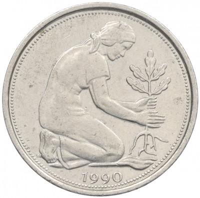 50 пфеннигов 1990 года A Западная Германия (ФРГ)