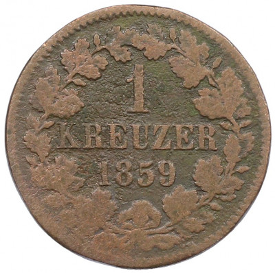 1 крейцер 1859 года Баден