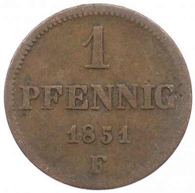 1 пфенниг 1851 года Саксония