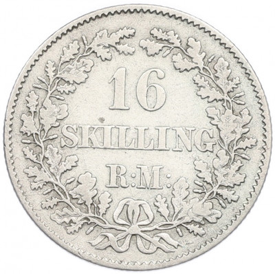 16 скиллингов 1857 года Дания