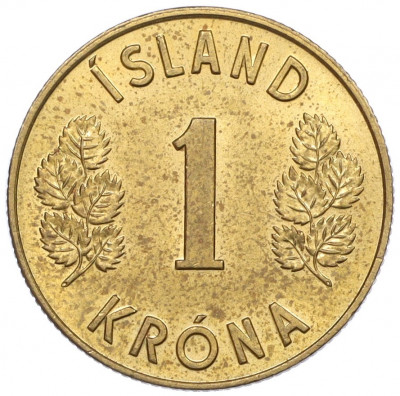 1 крона 1975 года Исландия