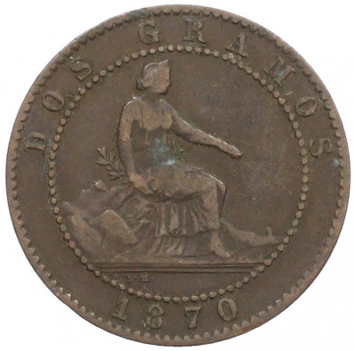 2 сентимо 1870 года Испания