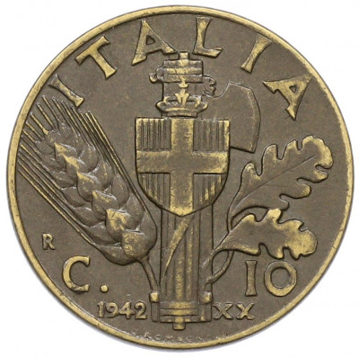 10 чентезимо 1942 года Италия
