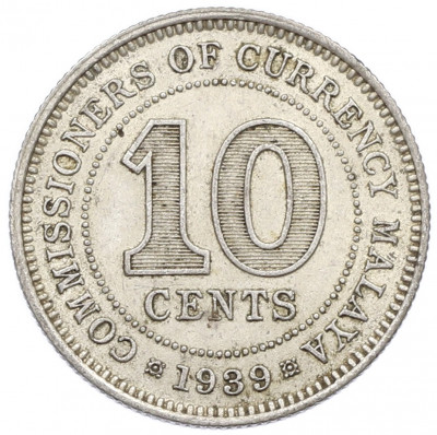 10 центов 1939 года Малайя