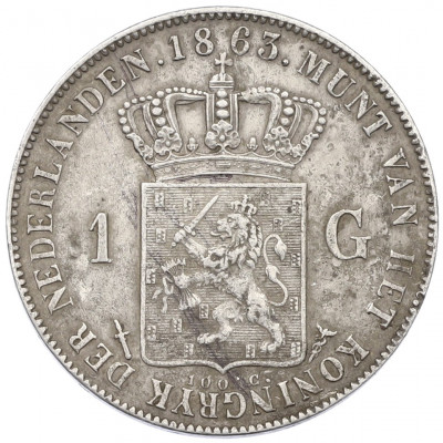 1 гульден 1863 года Нидерланды