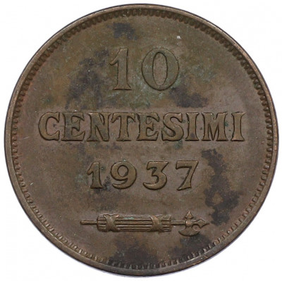 10 чентезимо 1937 года Сан-Марино
