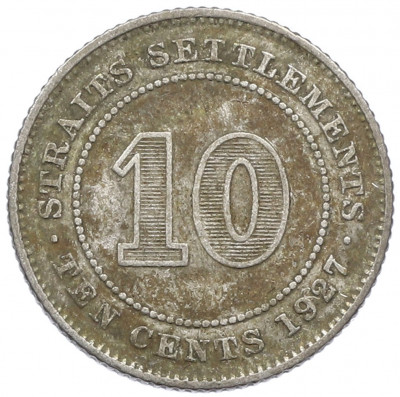 10 центов 1927 года Стрейтс Сетлментс