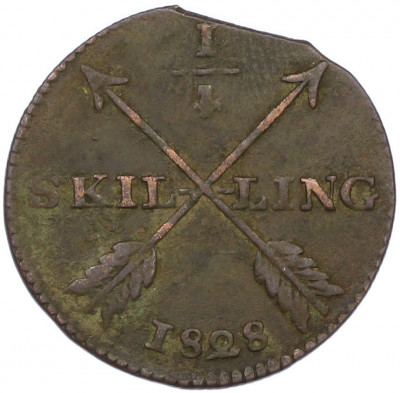 1/4 скиллинга 1828 года Швеция