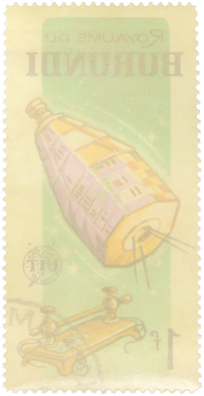 Почтовая марка 1 франк 1965 года Бурунди «Спутники»