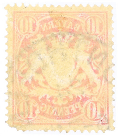 Почтовая марка 10 пфеннигов 1888 года Германия (Бавария)