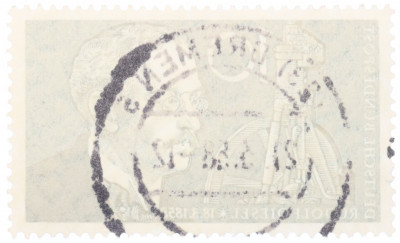 Почтовая марка 10 пфеннигов 1958 года Западная Германия (ФРГ) «Рудольф Дизель и изобретение мотора»