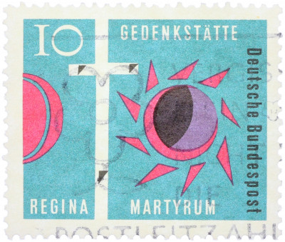 Почтовая марка 10 пфеннигов 1963 года Западная Германия (ФРГ) «Мученица Регина»