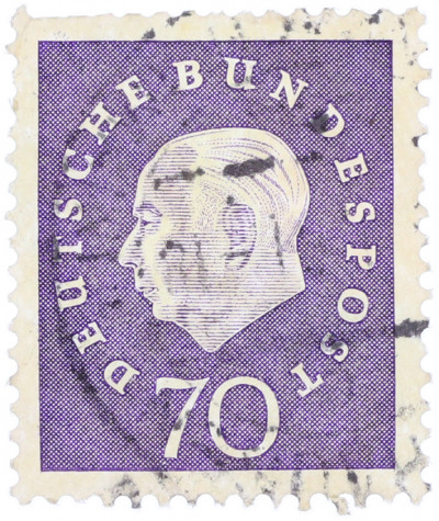 Почтовая марка 70 пфеннигов 1959 года Западная Германия (ФРГ) «Теодор Хойс»