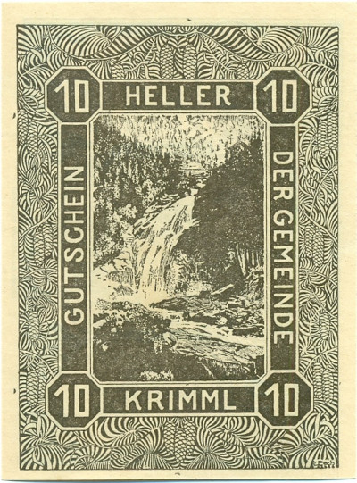 10 геллеров 1920 года Австрия — Кримль (Нотгельд)