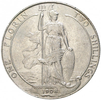 1 флорин (2 шиллинга) 1908 года Великобритания