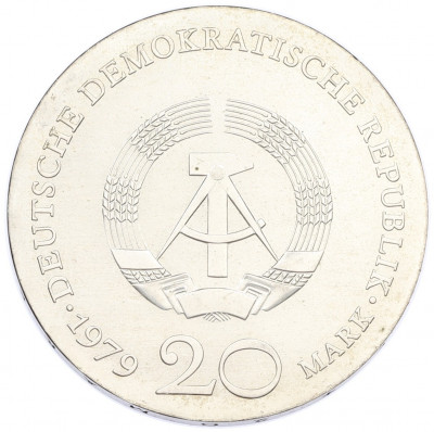 20 марок 1979 года Восточная Германия (ГДР) «250 лет со дня рождения Готхольда Эфраима Лессинга»