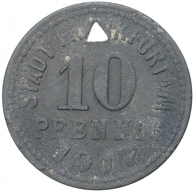 10 пфеннигов 1917 года Германия — город Франкфурт-на-Майне (Нотгельд)