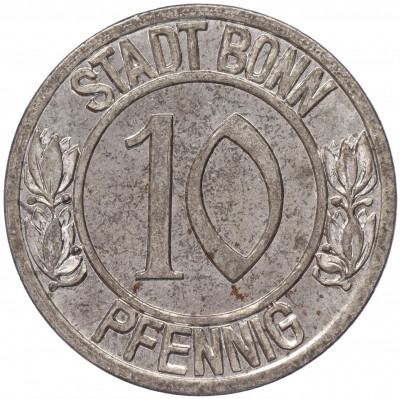 10 пфеннигов 1920 года Германия — город Бонн «Бетховен» (Нотгельд)