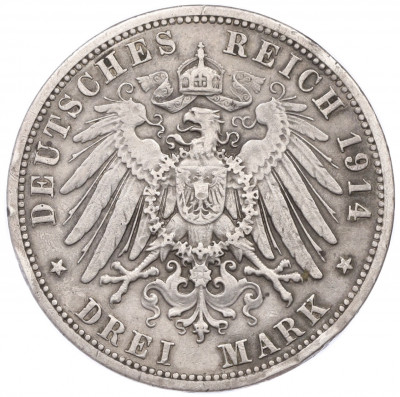 3 марки 1914 года Германия (Ангальт) «25 лет свадьбе Фридриха II и Марии Баденской»