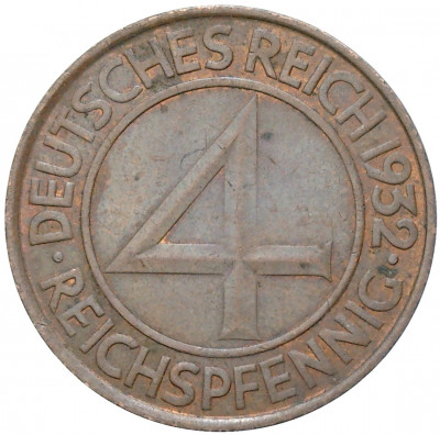 4 рейхспфеннига 1932 года A Германия