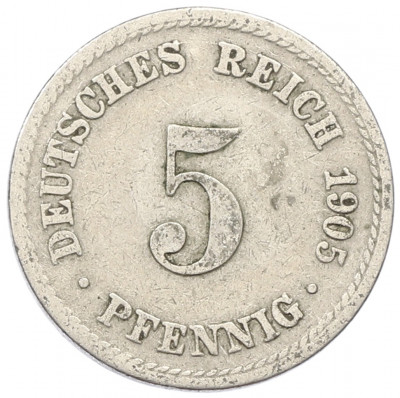 5 пфеннигов 1905 года A Германия