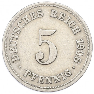 5 пфеннигов 1908 года A Германия