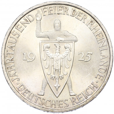 5 рейхсмарок 1925 года A Германия «Тысячелетие Рейнланда»