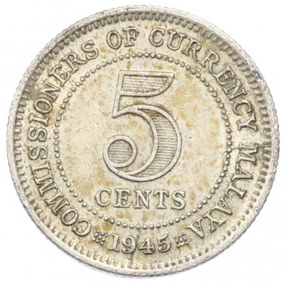 5 центов 1945 года Малайя