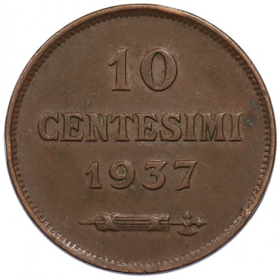10 чентезимо 1937 года Сан-Марино