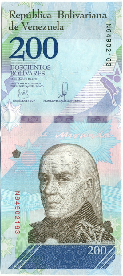200 боливаров 2018 года Венесуэла