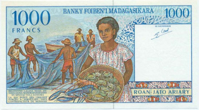 1000 франков 1995 года Мадагаскар