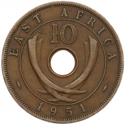 10 центов 1951 года Британская Восточная Африка