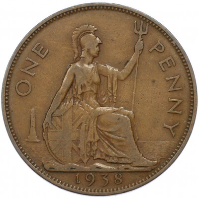 1 пенни 1938 года Великобритания