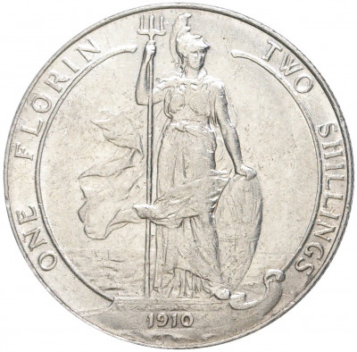 1 флорин (2 шиллинга) 1910 года Великобритания