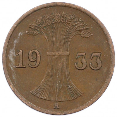 1 рейхспфенниг 1933 года A Германия
