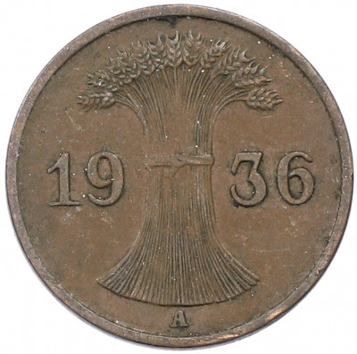 1 рейхспфенниг 1936 года A Германия