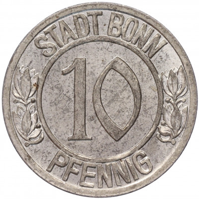 10 пфеннигов 1920 года Германия — город Бонн «Бетховен» (Нотгельд)
