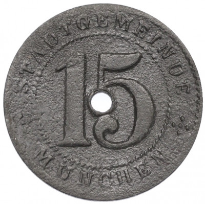 15 пфеннигов 1918 года Германия — город Мюнхен (Нотгельд)