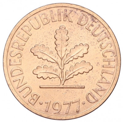 2 пфеннига 1977 года D Западная Германия (ФРГ)
