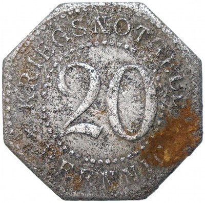 20 пфеннигов 1918 года Германия — Шварцбург-Зондерхаузен (Нотгельд)